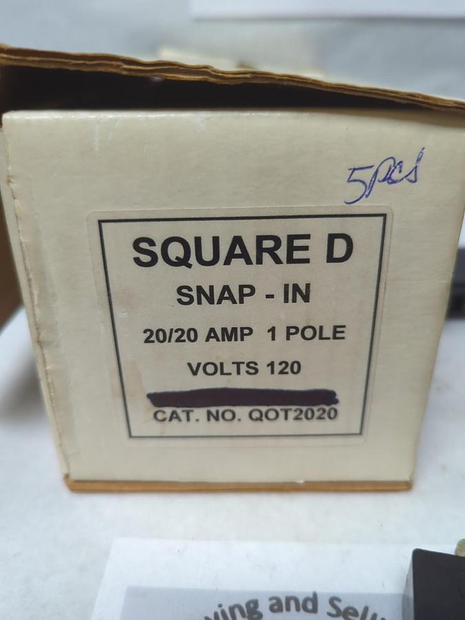 Used SQUARE D,QO7T2020,TANDEM CIRCUIT BREAKER 1-POLE 20/20 AMP LOT OF 5 PRE-OWNED