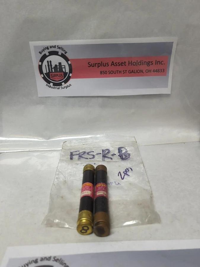 Used COOPER BUSSMAN,FRS-R-8,FUSETRON 8 AMP FUSE LOT OF 2 PRE-OWNED