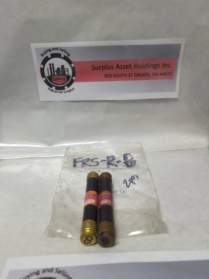 Used COOPER BUSSMAN,FRS-R-8,FUSETRON 8 AMP FUSE LOT OF 2 PRE-OWNED