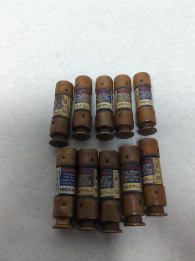 Used COOPER BUSSMANN,FRN-R-1-6/10,FUSETRON 1-6/10 AMP FUSE LOT OF 10 PRE-OWNED