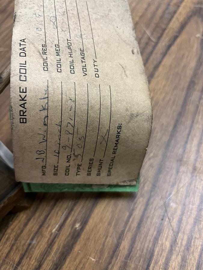 Used J.B. WINKLE,9-871-8,SIZE 10" SHUNT COIL 230VDC TYPE 505