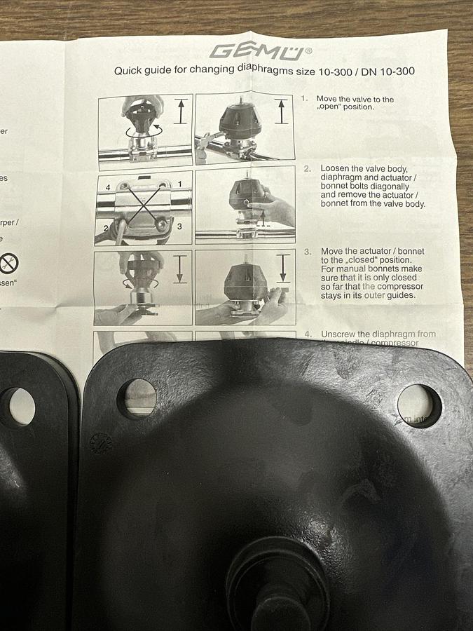 Gemu,DN 10-300,Replacement Diaphram LOT of 2