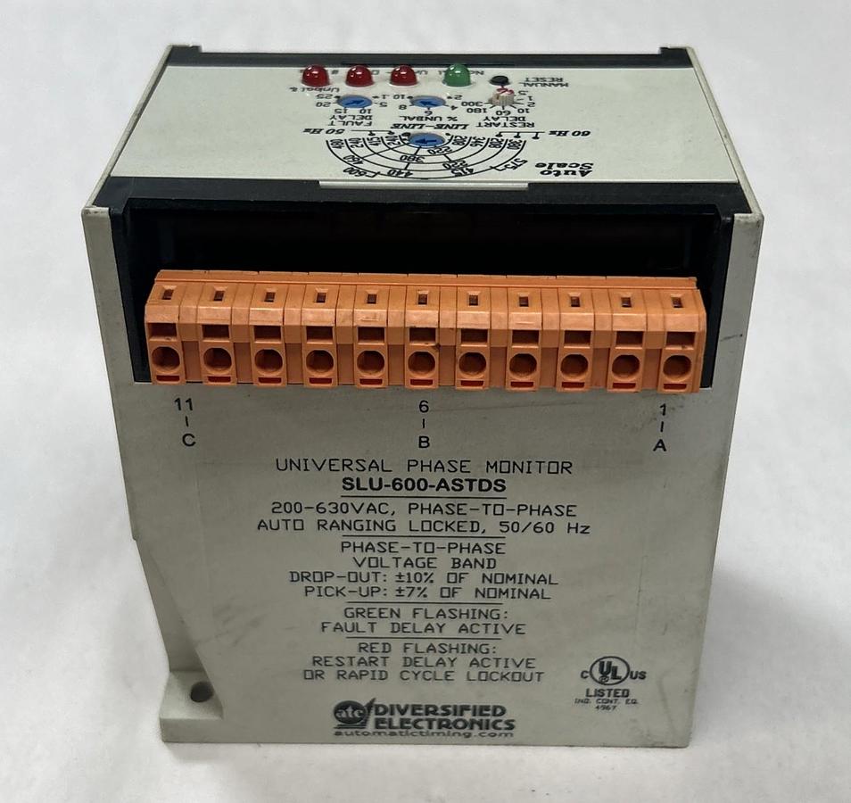 Used ATC DIVERSIFIED ELECTRONICS,SLU-600-ASTDS,PHASE MONITORING RELAY 200-630V