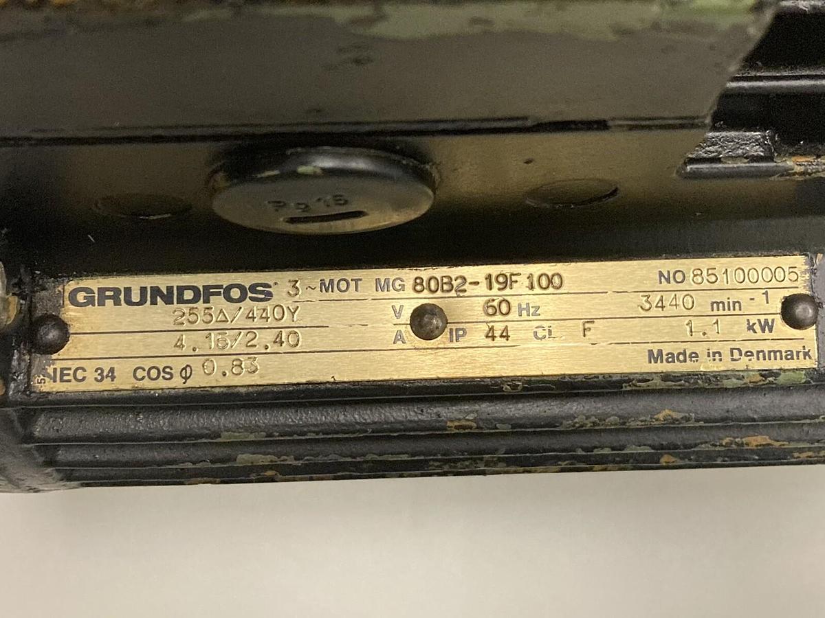 Used Grundfos,MG-80B2-19F100,Induction Motor