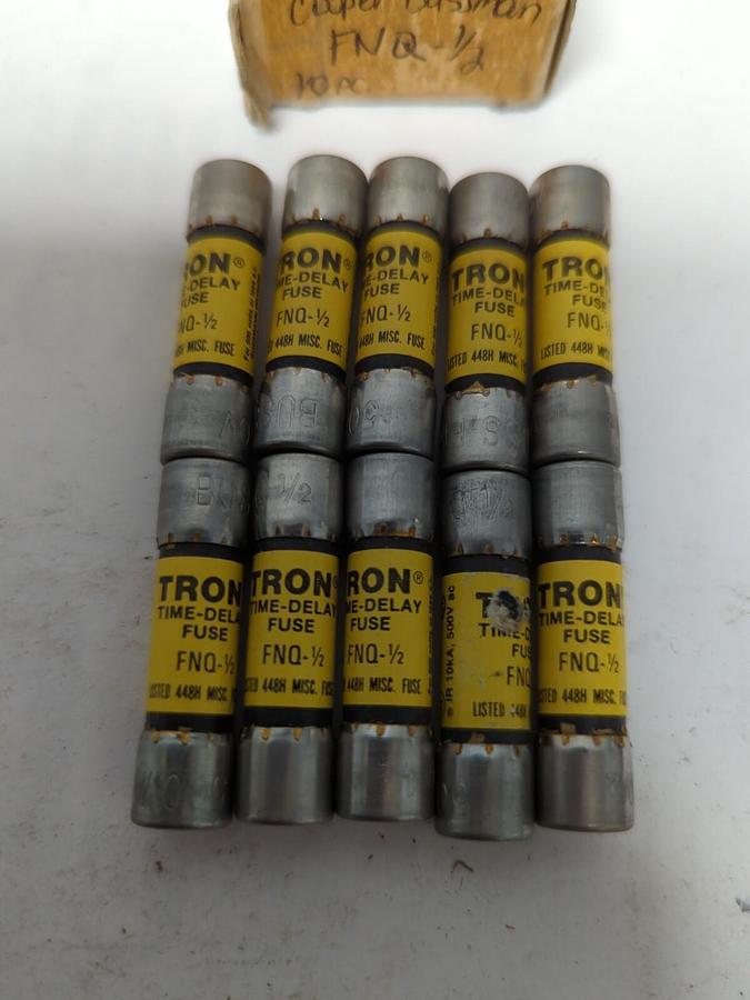 COOPER BUSSMANN,FNQ-1/2,TRON 1/2 AMP FUSES BOX OF 10 NOS