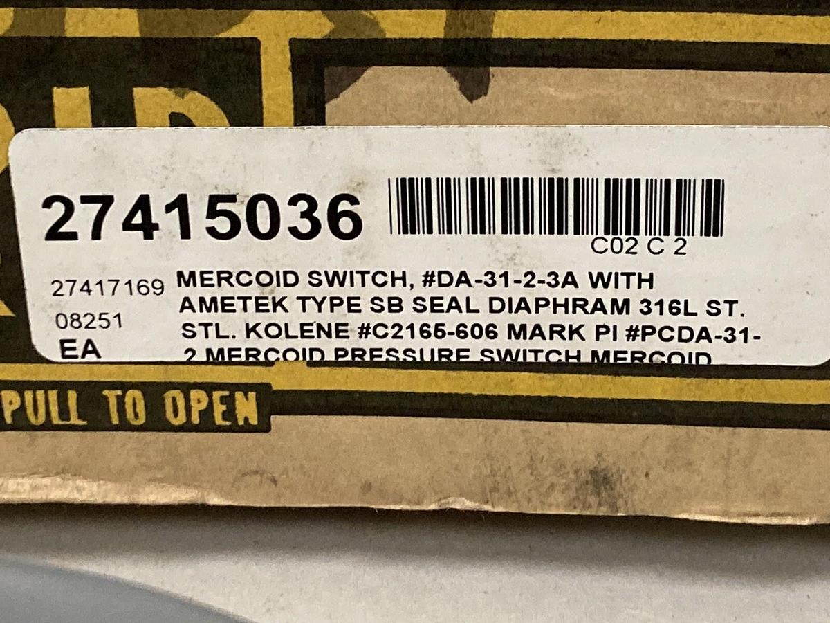 Used Mercoid,DA-31-2-3A,Differential Pressure Switch