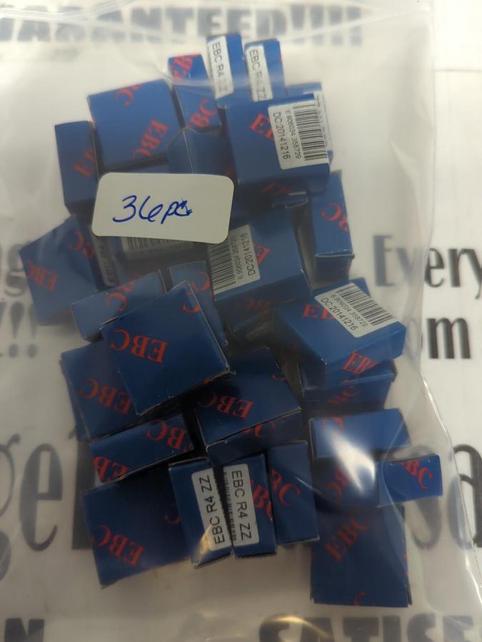 EBC,R4ZZ,SHIELDED MINIATURE BEARING 1/4 INCH BORE 5/8 INCH OD LOT OF 36 NOS