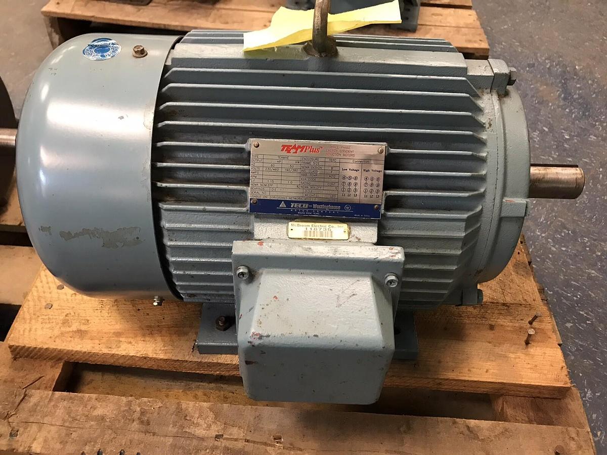 Used Teco Westinghouse TeamPlus,230/460V Fr 213T,5HP Induction Motor 1180RPM