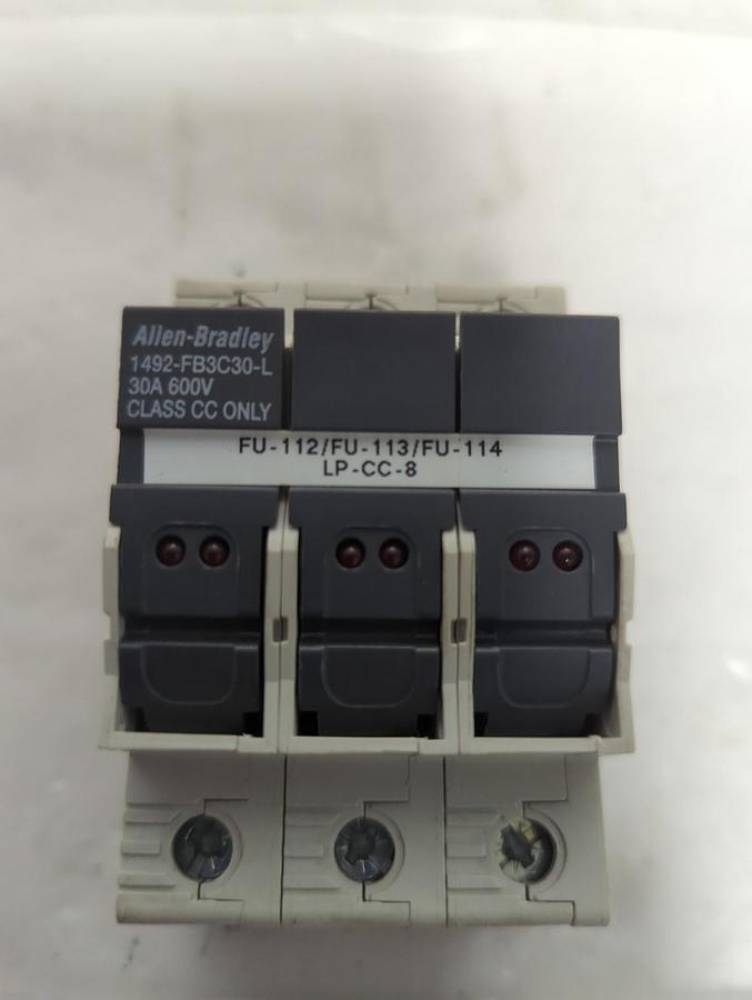 Used ALLEN BRADLEY,1492-FB3C30-L,SERIES B FUSE HOLDER 30A 600V PRE-OWNED