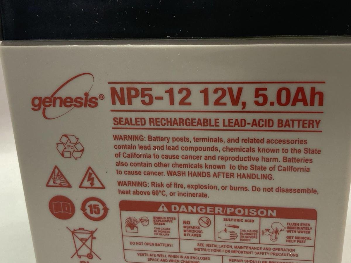 Used Genesis,NP5-12,Rechagrgable Lead Acid Battery 12V 5.0Ah