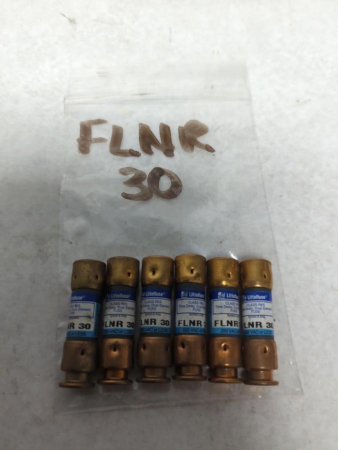 LITTELFUSE,FLNR-30,TIME-DELAY 30 AMP FUSES LOT OF 6 NOS