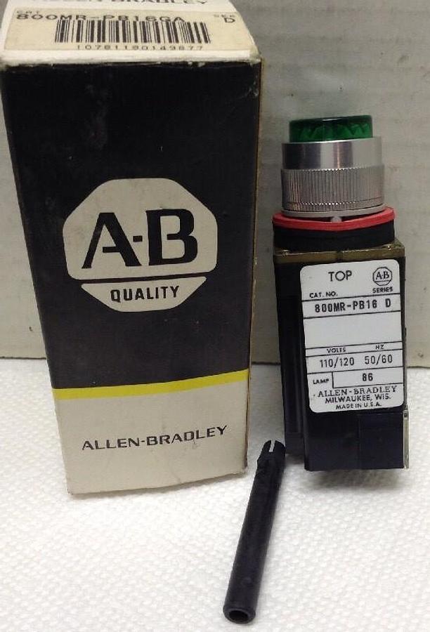 Allen-Bradley,800MR-PB16GA,Small Round Illuminated Push Button Green Lens