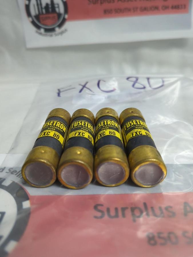 Used COOPER BUSSMANN,FXC-80,FUSETRON 80 AMP FUSE LOT OF 4 PRE-OWNED