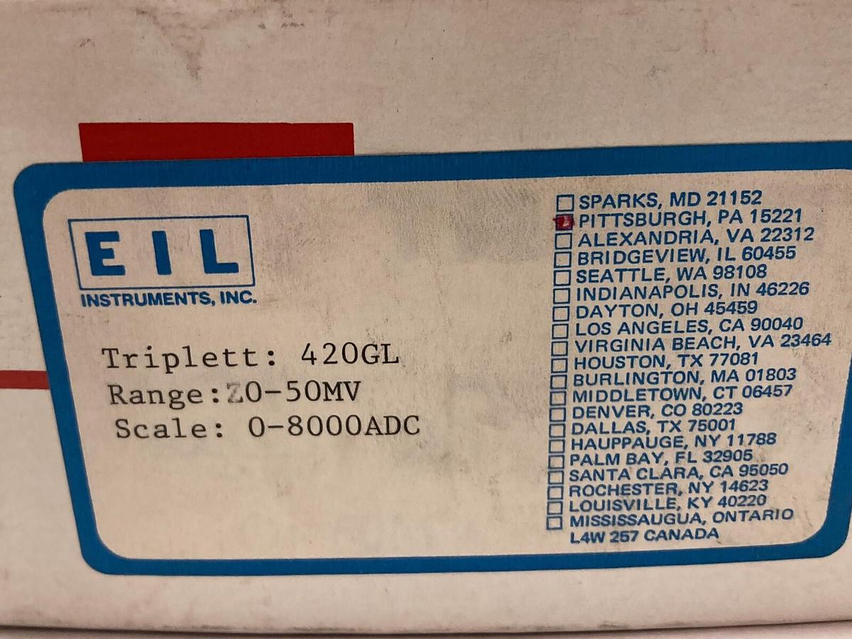 Triplett,420-GL,Panel Meter Z0-50MV 0-8000ADC