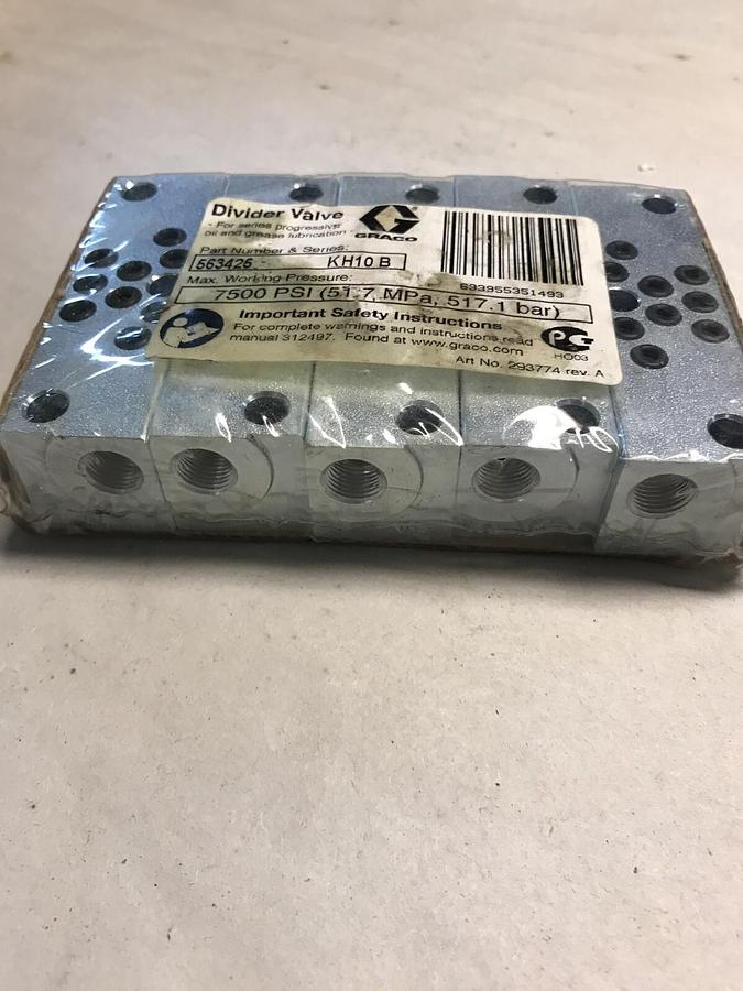 Used Graco,56345,Divider Valve  Series KH10B 7500PSI a sealed pack of 5 NOS