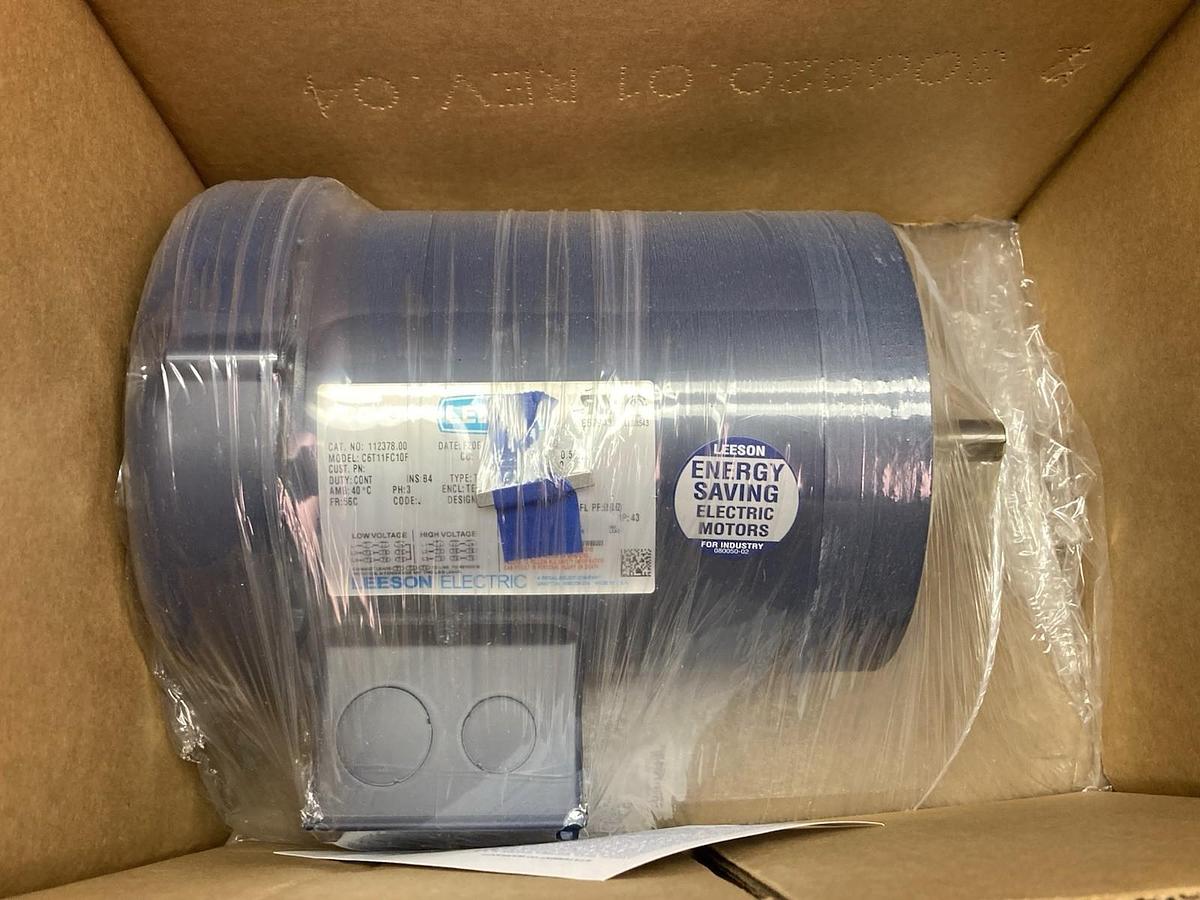 Leeson,C6T11FC10F,3-Phase AC Motor 56C Frame 1140rpm 3/4Hp 60Hz