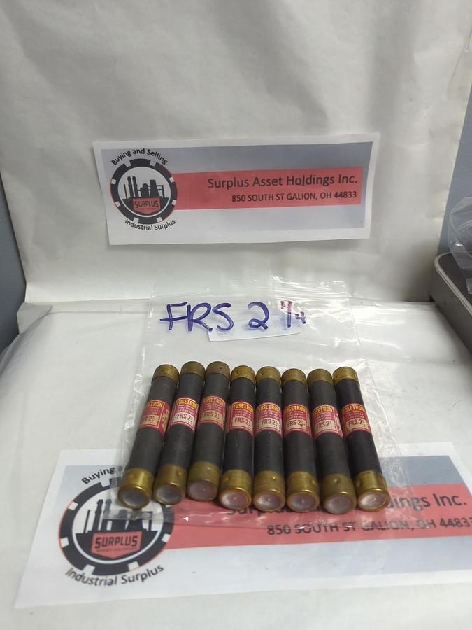 Used COOPER BUSSMANN,FRS-2-1/4,FUSETRON 2-1/4 AMP FUSE LOT OF 8 PRE-OWNED