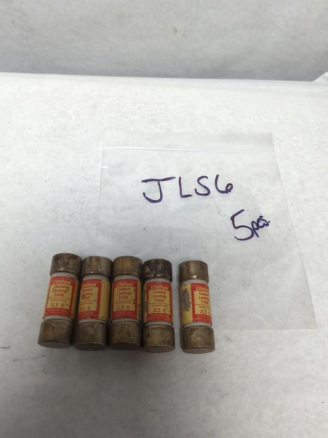 Used LITTELFUSE,JLS6,CURRENT LIMITING 6 AMP FUSE LOT OF 5 PRE-OWNED