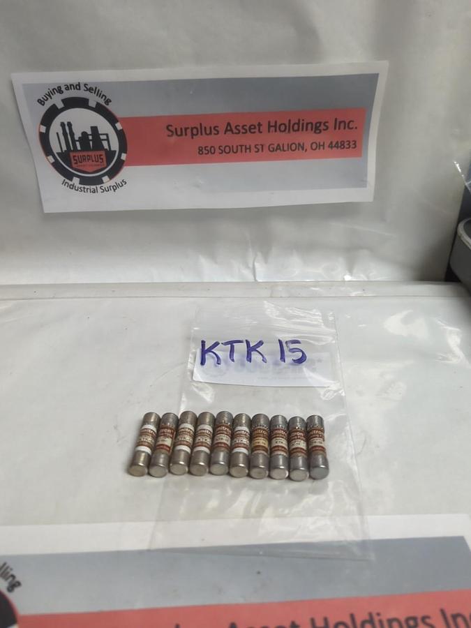 Used COOPER BUSSMANN,KTK-15,LIMITRON 15 AMP FUSE LOT OF 10 PRE-OWNED