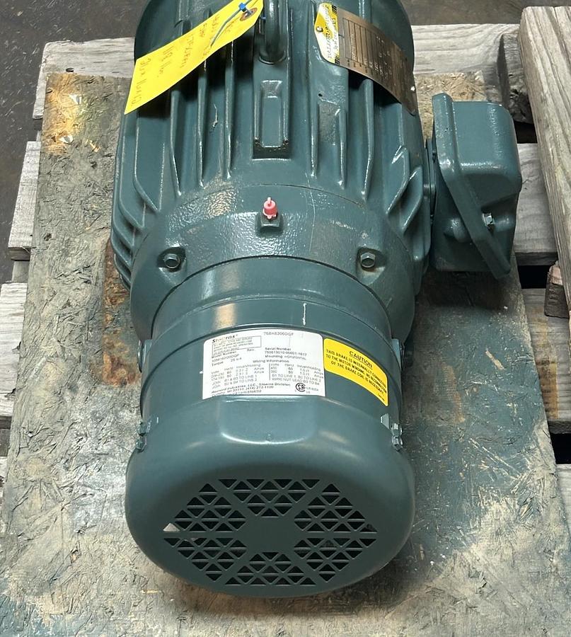 Used BALDOR,184TC,SEVERE DUTY MOTOR 5HP 460V 1750RPM 3PH / STEARNS 1056162Q0DQF BRAKE
