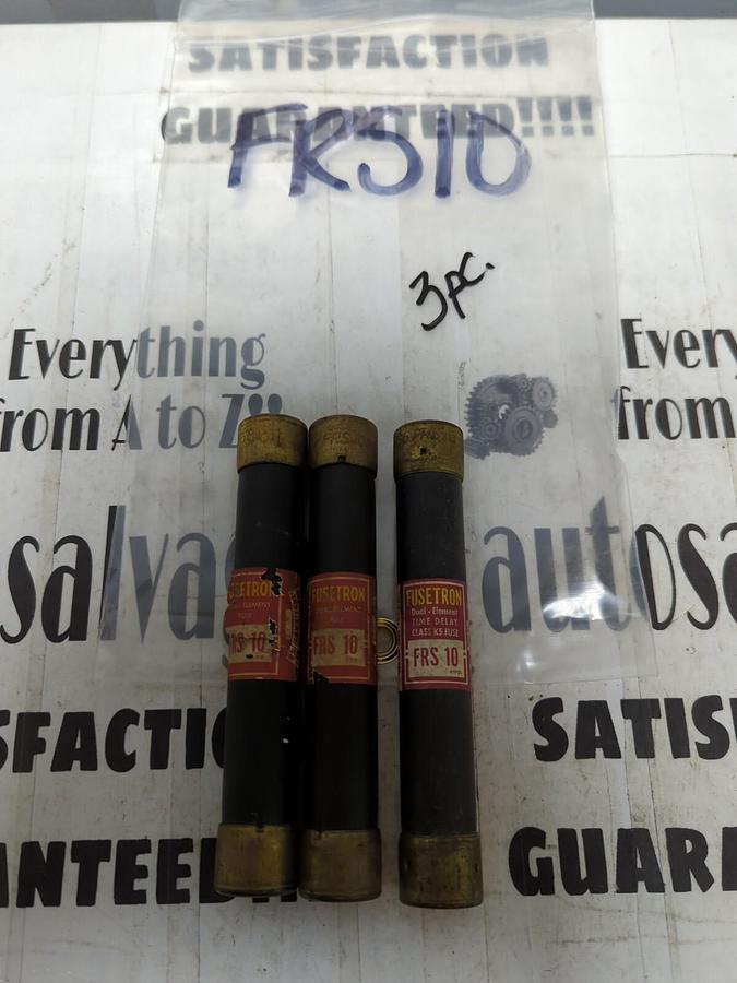 COOPER BUSSMANN,FRS-10,FUSETRON 10 AMP FUSES LOT OF 3 NOS
