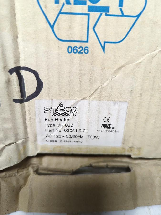 STEGO,TYPE  CR 030,FAN HEATER 120V 50/60HZ 700W NOS
