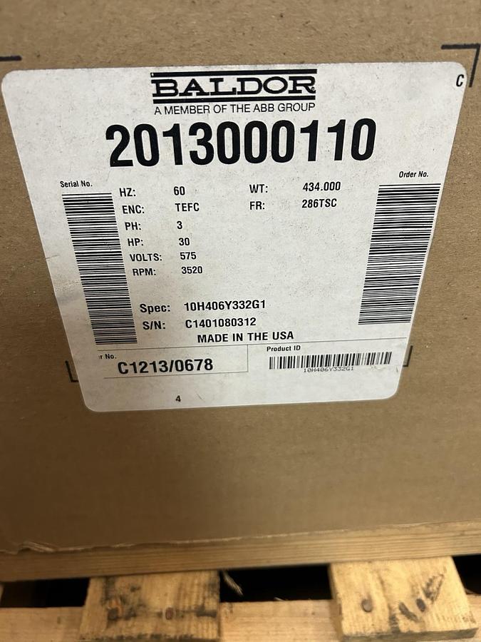 BALDOR,2013000110,SUPER-E SEVERE DUTY XEX MOTOR 30HP 575V 3520RPM 3PH 286TC FR