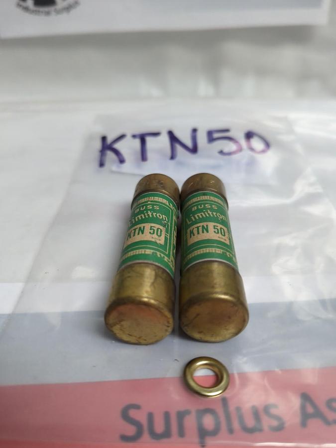 Used COOPER BUSSMANN,KTN-50,LIMITRON 50 AMP FUSE LOT OF 2 PRE-OWNED