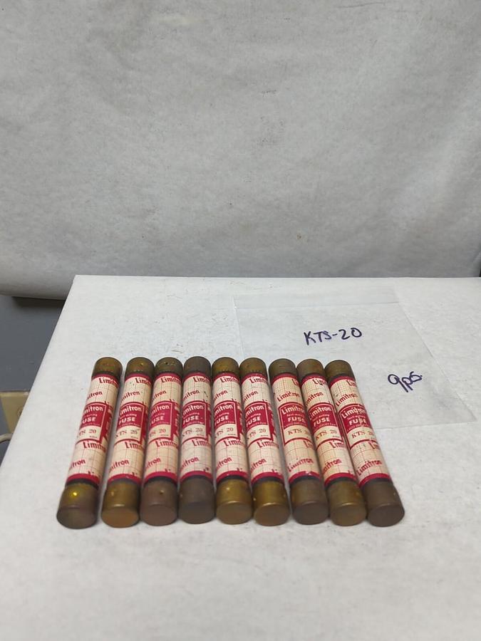 Used COOPER BUSSMANN,KTS-20,LIMITRON 20 AMP FUSE LOT OF 9 PRE-OWNED
