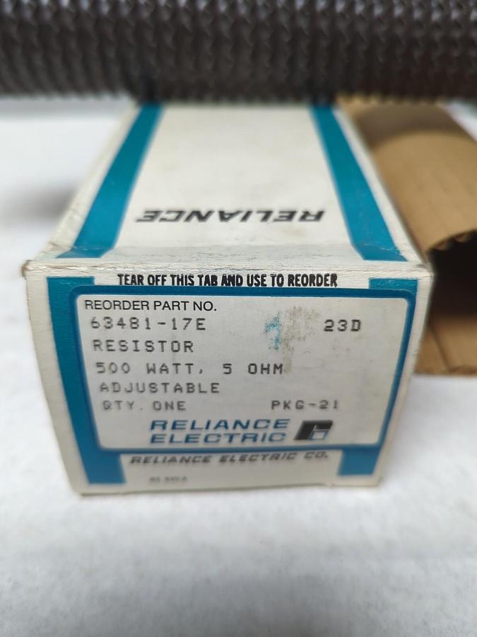 RELIANCE ELECTRIC,63481-17E,RESISTOR 500 WATT 5 OHM ADJUSTABLE NOS