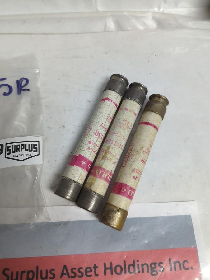 Used GOULD SHAWMUT,TRS15R,TRI-ONIC 15 AMP FUSE LOT OF 3 PRE-OWNED