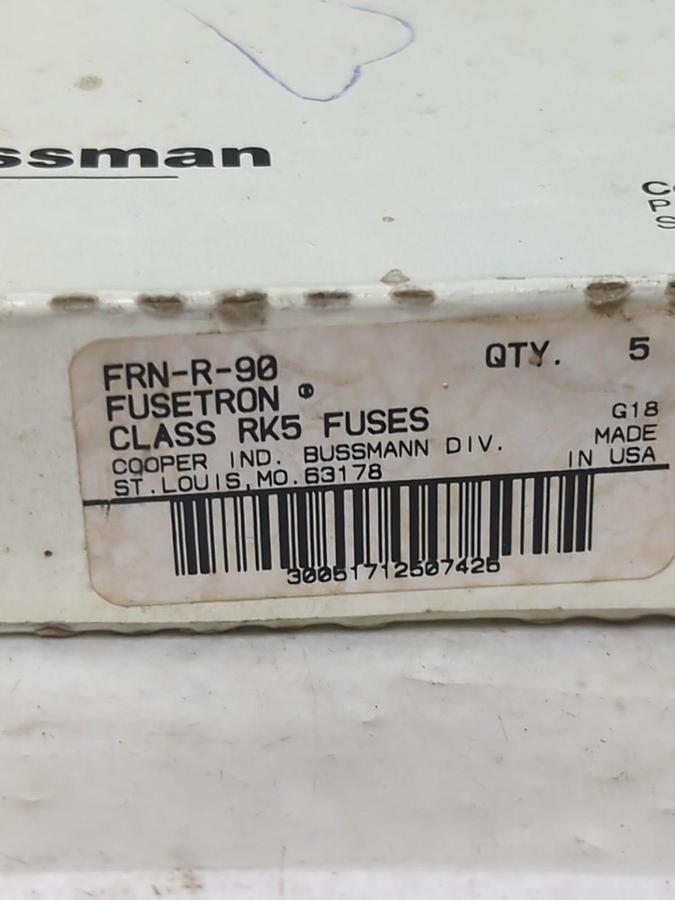 COOPER BUSSMANN,FRN-R-90,FUSETRON 90 AMP FUSES BOX OF 5 NOS