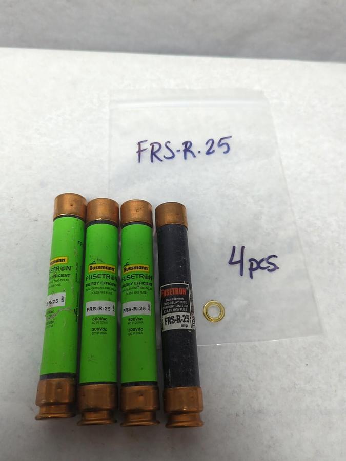 Used COOPER BUSSMANN,FRS-R-25,FUSETRON 25 AMP FUSE LOT OF 4 PRE-OWNED