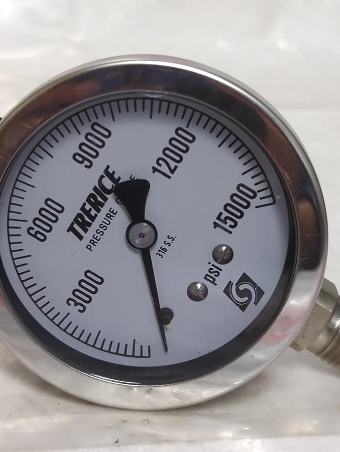 TRERICE,D83LFSS,PRESSURE GAUGE 0-15000PSI 1/4 NPT LM NOS