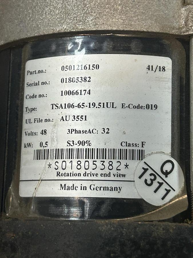 Used SCHABMULLER,0501216150,TYPE TSA106-65-19.51UL STEERING MOTOR 48V 3PH