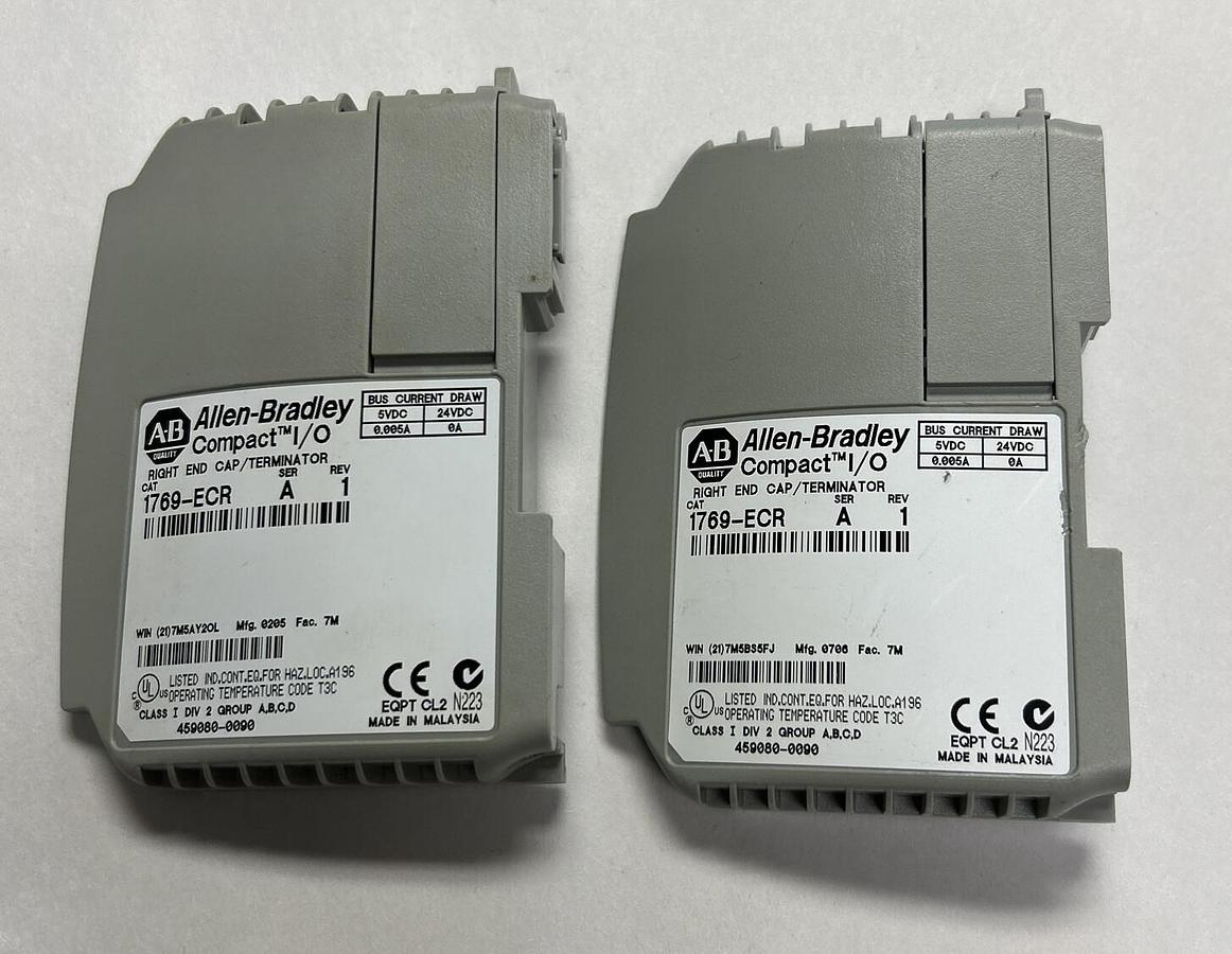 Used ALLEN BRADLEY,1769-ECR,SER A REV 1 RIGHT END CAP TERMINATOR LOT OF 2