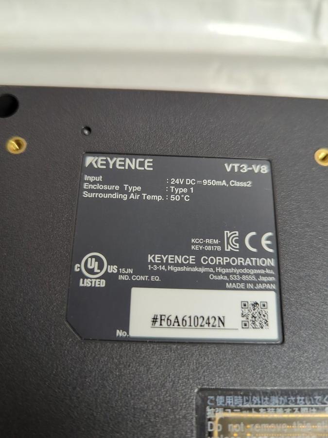 Used KEYENCE,VT3-V8,TOUCH PANEL DISPLAY PRE-OWNED