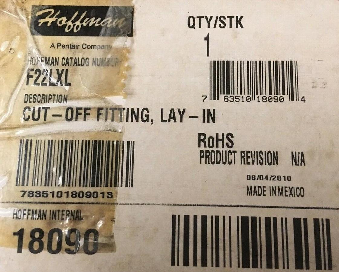 Hoffman,F22LXL,Cut-Off Fitting Lay-In Wireway