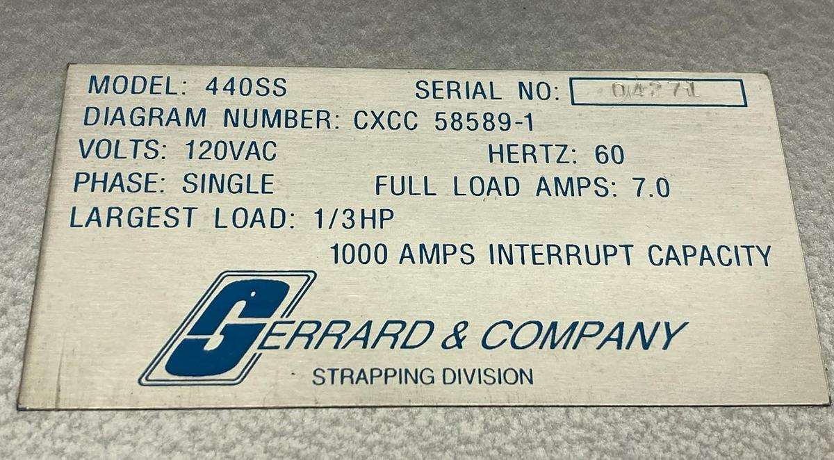 Gerrard & Company,Model 440SS CXCC 58589-1,Interface 120Vac 60Hz 7A 1/3Hp