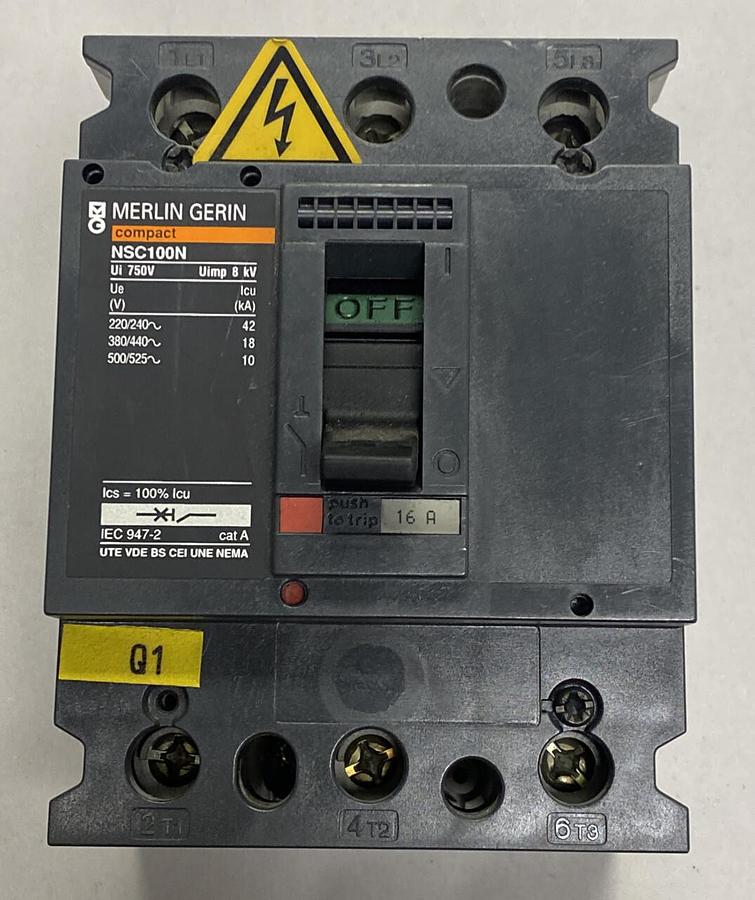 Used Merlin Gerin,NSC100N,Circuit Breaker 16A