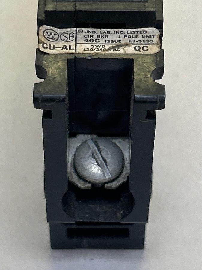 Used WESTINGHOUSE,QC120,CIRCUIT BREAKER 20A 120/240V 1P