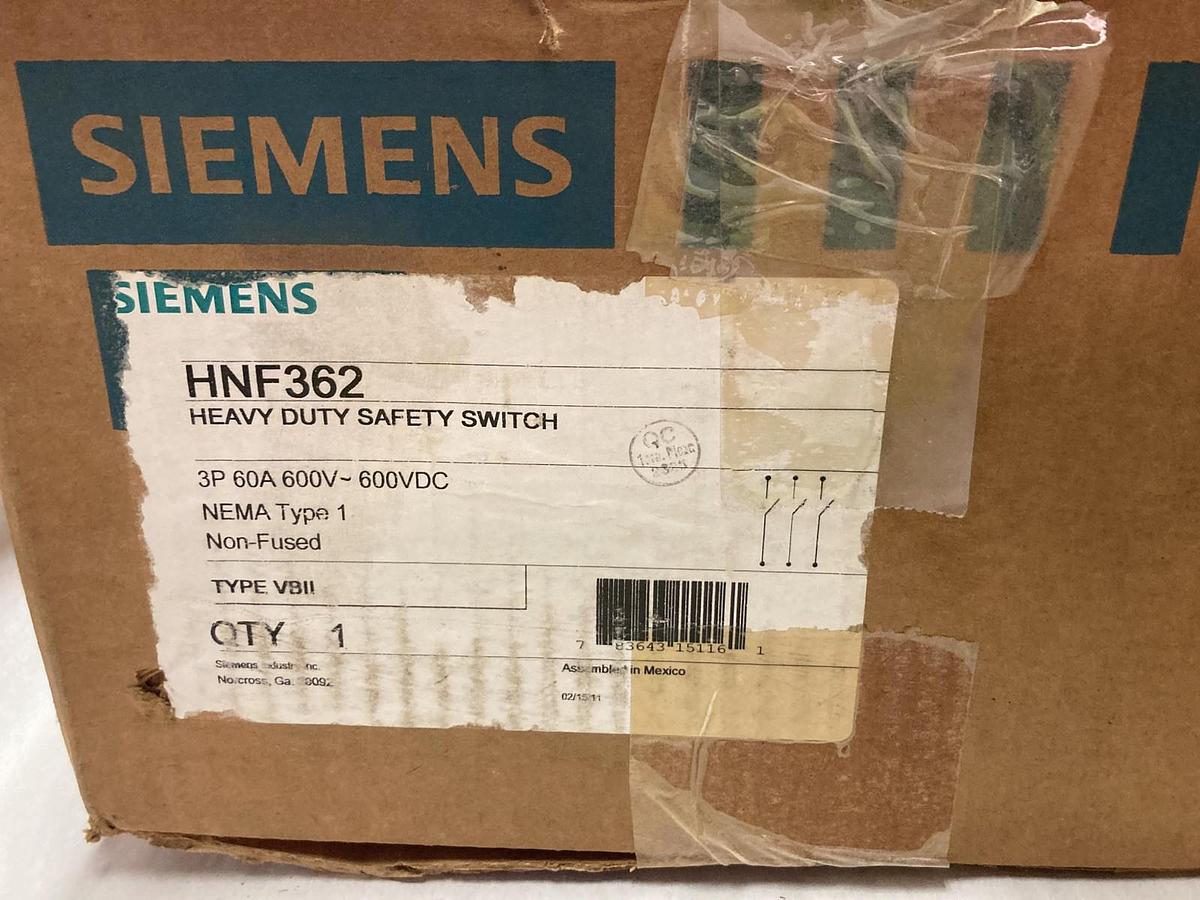 Used Siemens,HNF362,Disconnect Heavy Duty Safety Switch 3PH 60A 600V