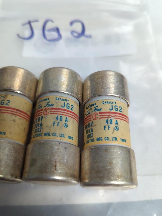 Used UTSUNOMIYA ELECTRIC,JG2,HIGH RUPTURING FUSE 40 AMP LOT OF 3 PRE-OWNED
