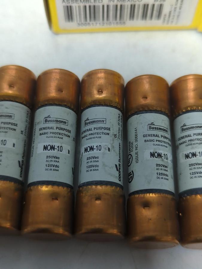 COOPER BUSSMANN,NON-10,ONE-TIME 10 AMP FUSES BOX OF 7 NOS