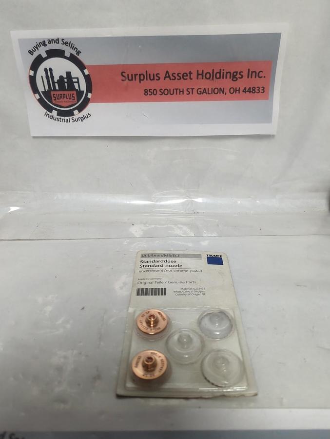 TRUMPF,0237497,CHROME PLATED LASER MACHINE NOZZLE 1.4MM/M8/ECE PACK OF 2 NOS