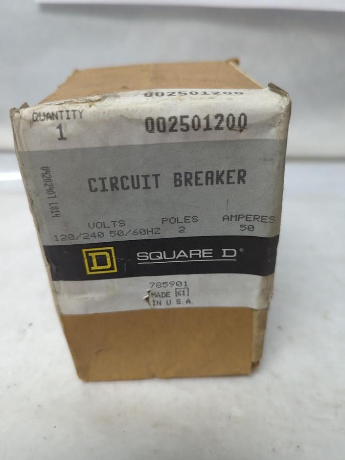 SQUARE D,QO2501200,CIRCUIT BREAKER 50 AMP 2-POLE NOS