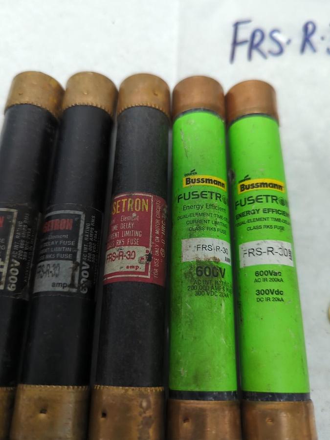 Used COOPER BUSSMANN,FRS-R-30,FUSETRON 30 AMP FUSE LOT OF 5 PRE-OWNED