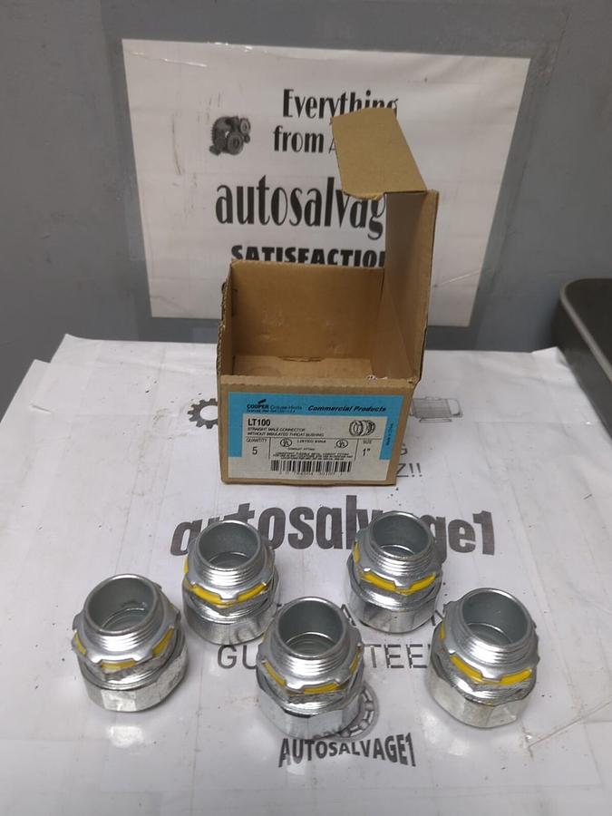 COOPER CROUSE-HINDS,LT100,STRAIGHT 1 INCH MALE CONNECTORS BOX OF 5 NEW