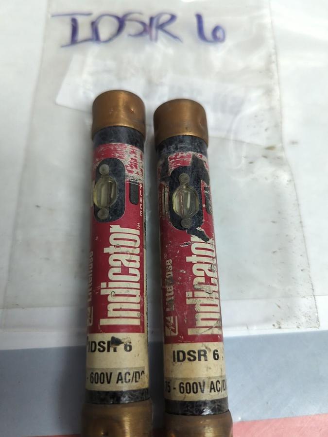 Used LITTELFUSE,IDSR-6,INDICATOR 6 AMP FUSE LOT OF 2 PRE-OWNED
