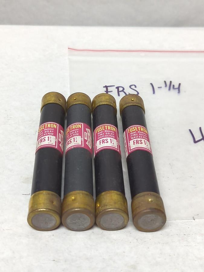 Used COOPER BUSSMANN,FRS-1-1/4,FUSETRON 1-1/4 AMP FUSE LOT OF 4 PRE-OWNED